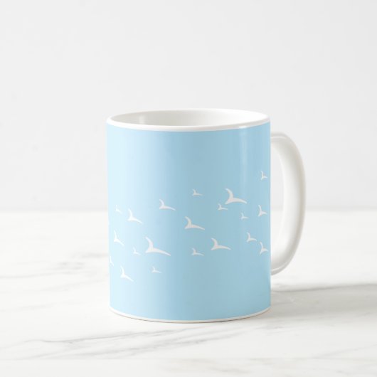 Mug Oiseaux motif bleu clair blanc (Devant droit)