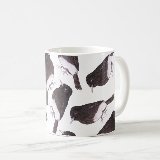Mug Oiseaux noirs d'aquarelle de phoebe (Devant droit)