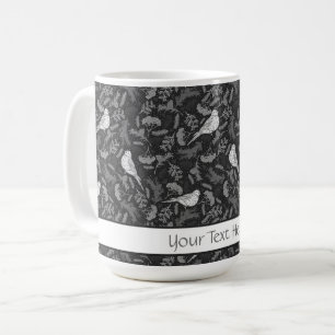 Mug Oiseaux noirs et blancs d'hiver brillants Motif fl