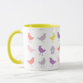 Mug Oiseaux pastel rose et violet avec Birdhouse (Gauche)