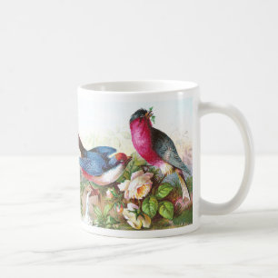 Mug Oiseaux, roses et trombe colorés