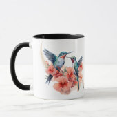 Mug Oiseaux rouges à gorge rouge Orange Floral (Gauche)
