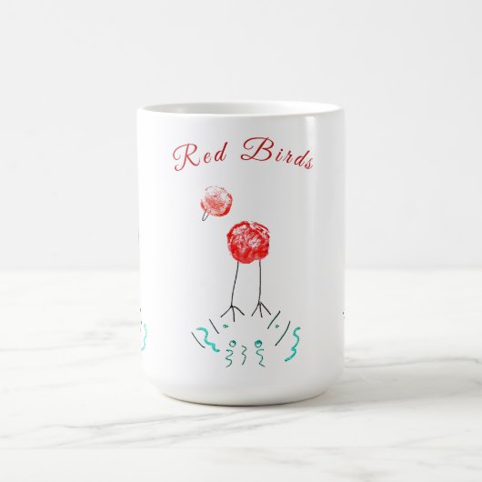 Mug Oiseaux rouges - lunatiques - illustration (Centre)