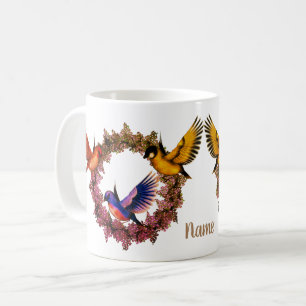 Mug Oiseaux Sur Flower Wreath Personnalisé