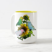 Mug - Oiseaux sur le nom du tournesol sur la fleur (Devant gauche)