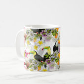 Mug Oiseaux Toucans, Fleurs de Passion, Plumeria Tropi (Devant gauche)
