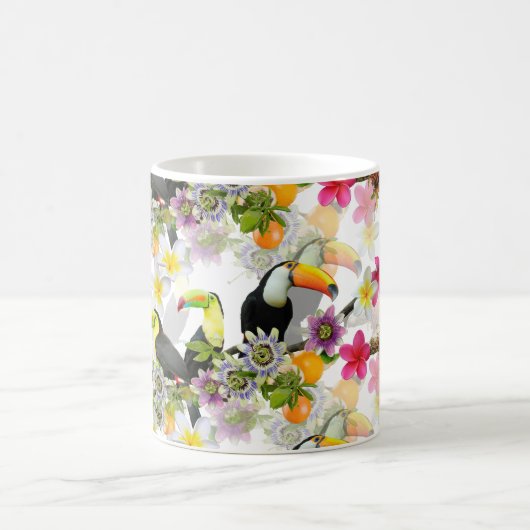 Mug Oiseaux Toucans, Fleurs de Passion, Plumeria Tropi (Centre)