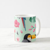 Mug Oiseaux tropicaux, fleurs, motif d'aquarelle. (Devant droit)