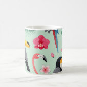 Mug Oiseaux tropicaux, fleurs, motif d'aquarelle. (Centre)