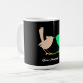 Mug Oiseaux verts roses mignons s'embrassant sur le no (Devant gauche)