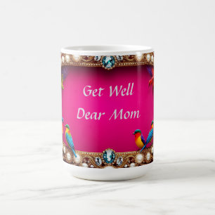 Mug Oiseaux Vibrants Entourés d'un Cadre de Bijoux Orn