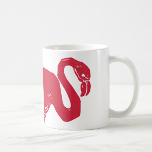 Mug Oiseaux Vintage, un Flamant Rose avec une Patte Le