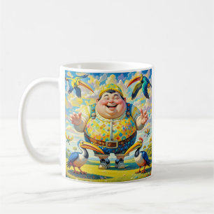 Mug Oiseaux volant autour d'un homme heureux