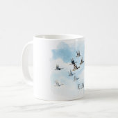 Mug Oiseaux volant ciel bleu nuages (Devant gauche)
