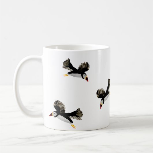 Mug Oiseaux Volant Puffin Amusant (Gauche)