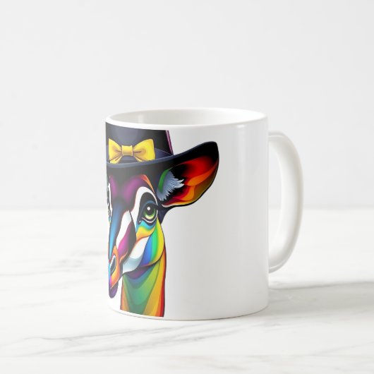 Mug Okapi Chic : Bowler Casquette & Ribbon (Devant droit)