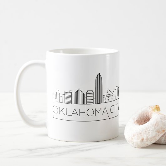 Mug Oklahoma City| Ligne Skyline Stylisée Ville (Avec donut)