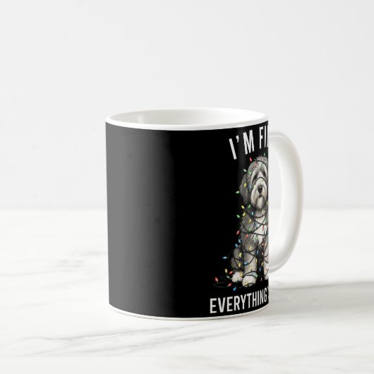 Mug Old English Sheepdog Christmas I'm Fine Everything (Devant droit)