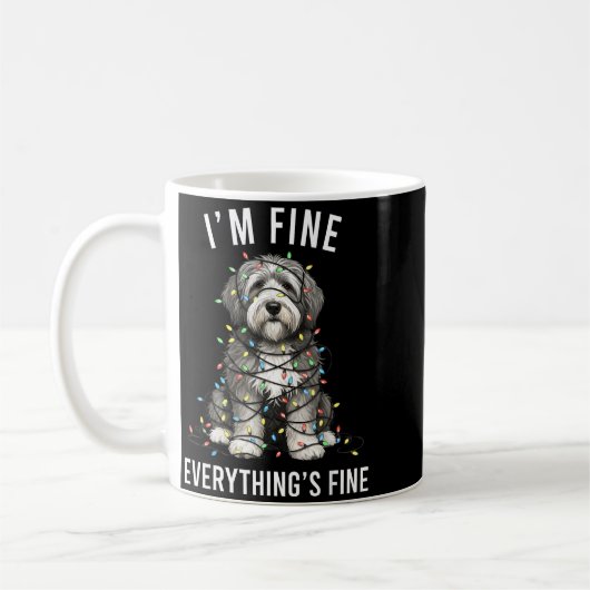 Mug Old English Sheepdog Christmas I'm Fine Everything (Gauche)
