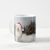 Mug Old English Sheepdog en Noël de neige (Devant gauche)