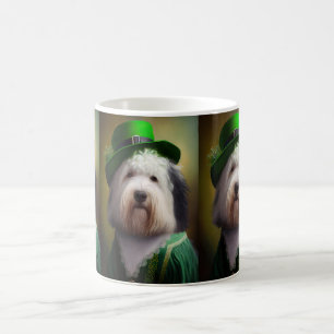 Mug Old English Sheepdog en tenue de la Saint-Patrick