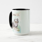 Mug Old English Sheepdog Watercolor Personalized Dog (Devant gauche)