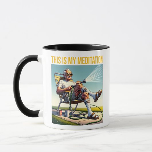Mug Old School Man Watering Lawn Tee (Gauche)