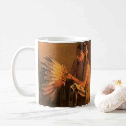 Mug Old War Bonnet par Joseph Henry Sharp (Avec donut)