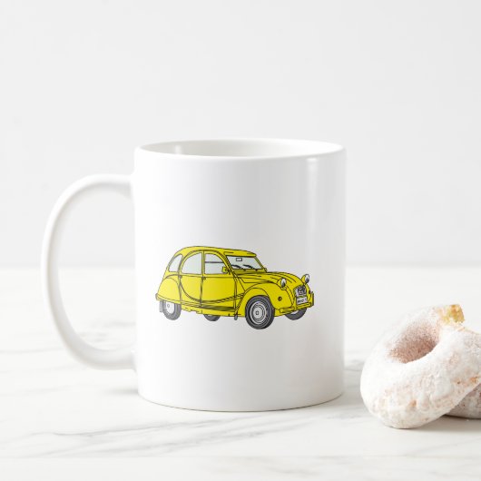 Mug Oldtimer 2cv Ente jaune (Avec donut)