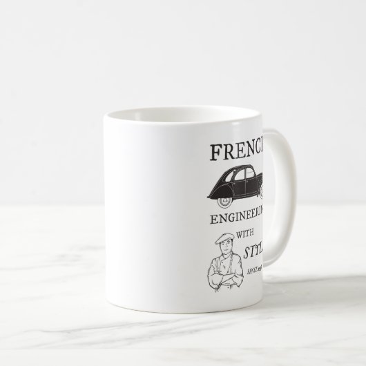 Mug Oldtimer 2cv French engineering (Devant droit)