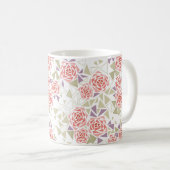 Mug olive beige mosaic floral pattern retro  (Devant droit)