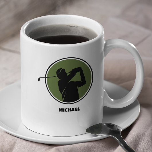 Mug Olive Green Mens Golf Silhouette