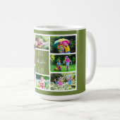 Mug Olive Green Photo Collage de la meilleure jeune fi (Devant droit)