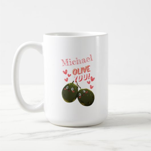 Mug Olive You Deux Coeurs Olives (Gauche)