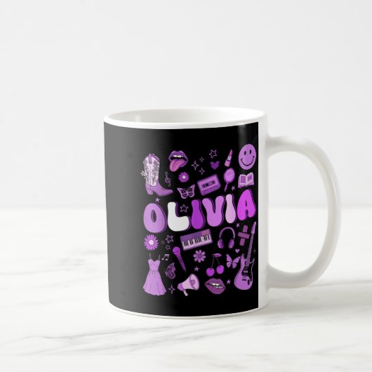 Mug Olivia First Name I Love Olivia Groovy 80's Girls  (Droite)