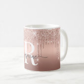 Mug Ombre Monogramme Métalisé Drips Pailleté Rose Glam (Devant droit)