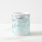 Mug Ombre Turquoise Silver Lights "Hello Beautiful" (Centre)