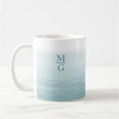 Mug Ombre Watercolor Beach Monogramme Turquoise (Gauche)