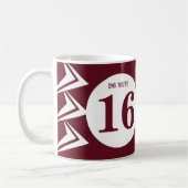 Mug OMG vous avez 16 ans monogramme nom bordeaux et bl (Gauche)