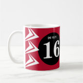 Mug OMG vous avez 16 ans monogramme nom rouge et noir (Gauche)