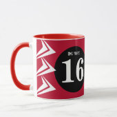Mug OMG vous êtes 16 monogramme nom rouge et noir (Gauche)