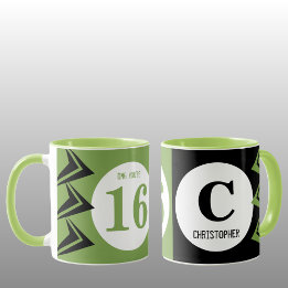 Mug OMG vous êtes 16 monogramme nom vert et noir