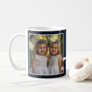 Mug On aime papa 2 Photo personnalisée Rayure Moderne