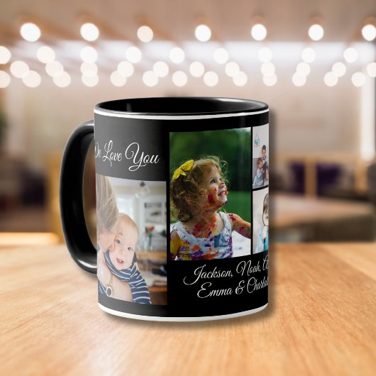 Mug On t'aime grand-mère | Black 5 Photo Collage