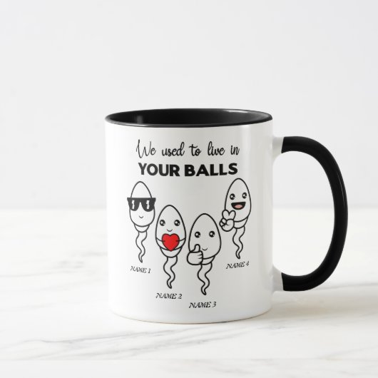Mug On Vivait Dans Les Boules, Nom Personnalisé Papa (Droite)