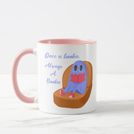 Mug Once a Bookie Always a Bookie Cute Ghost Reading (Gauche)