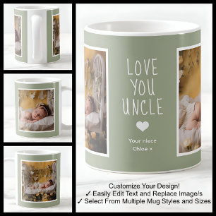 Mug Oncle Love You Photos Moderne Vert Clair C22 Blanc
