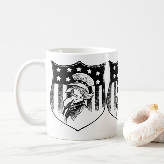 Mug Oncle patriotique vintage Sam et drapeau américain (Avec donut)