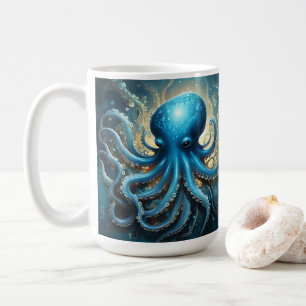 Mug Ondes Célestes : L'Art Fractal de la Pieuvre Bleue