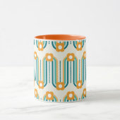 Mug Ondes et fleurs rétro, sarcelle, aqua, orange (Centre)